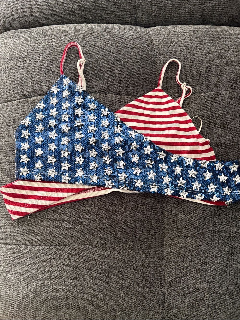 Patriotic Stars & Stripes Sequin Bralette
